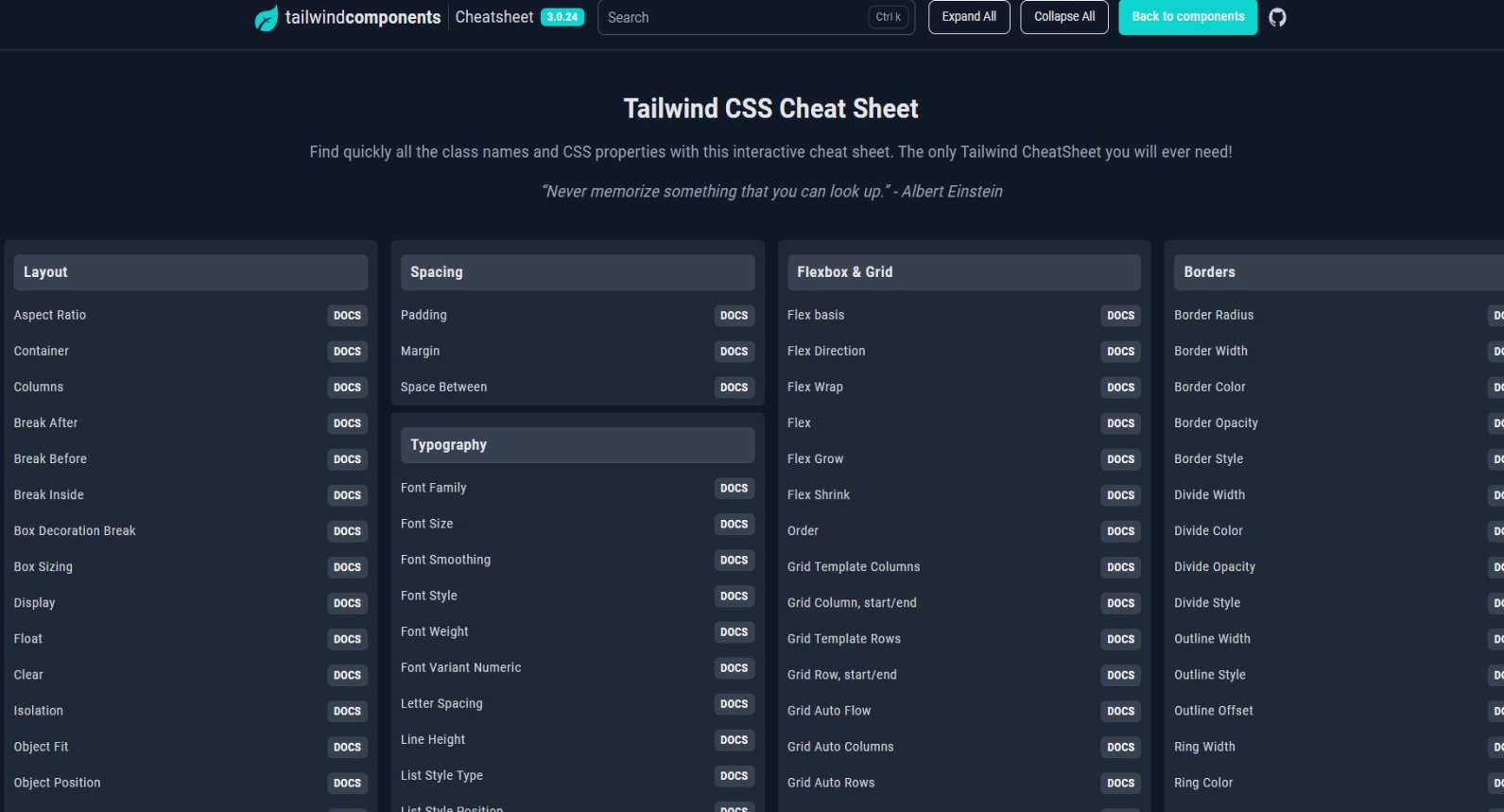 Tailwind Cheatsheet